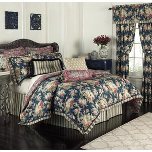 Waverly Sanctuary Rose Modern Farmhouse Floral Reversible Comforter 80"x90"